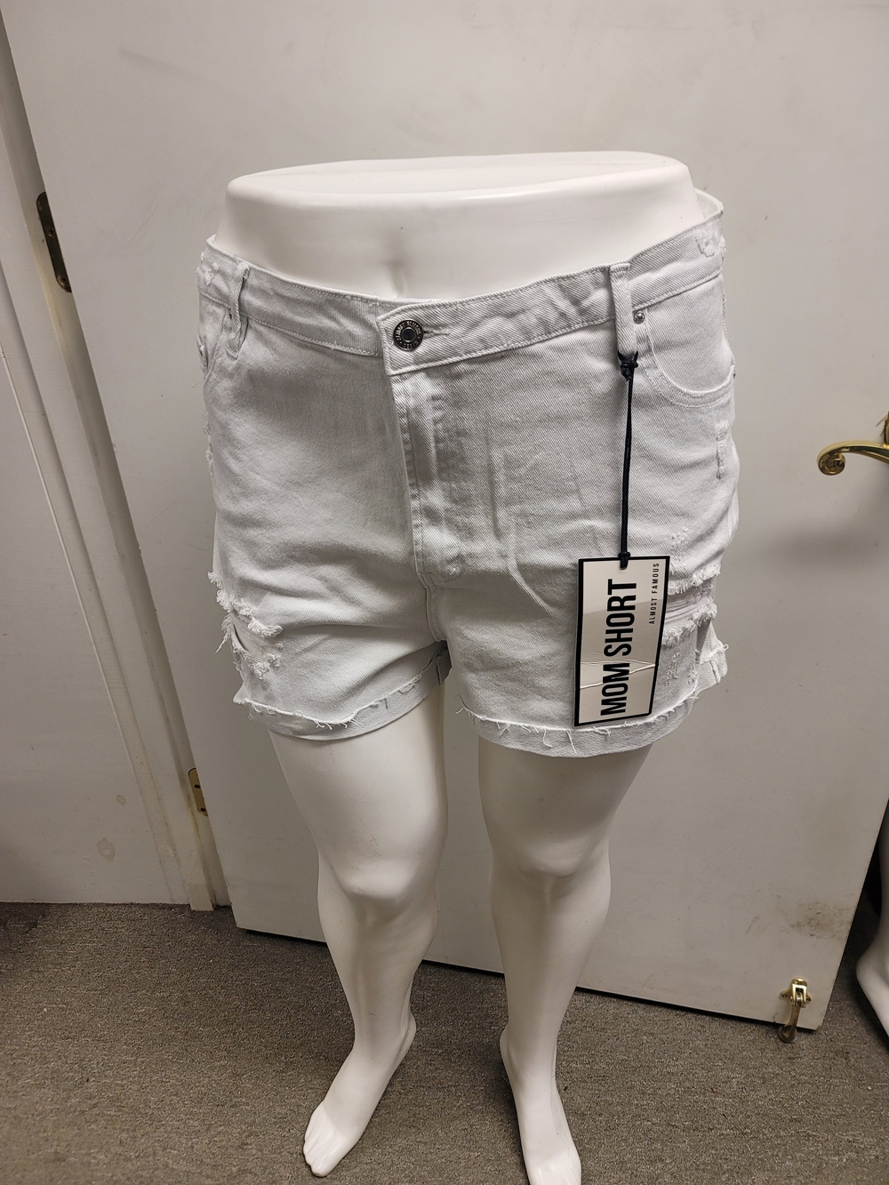 White Distressed Mom Shorts